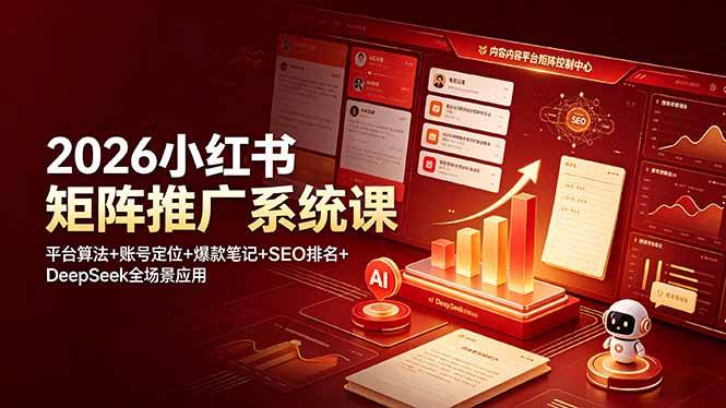 （19129期）2026小红书矩阵推广系统课：平台算法+账号定位+爆款笔记+SEO排名+DeepSeek全场景应用-来友网创