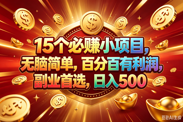（19143期）15个必赚的小项目，百分百赚元子，无脑简单，副业首选，日入500+-来友网创
