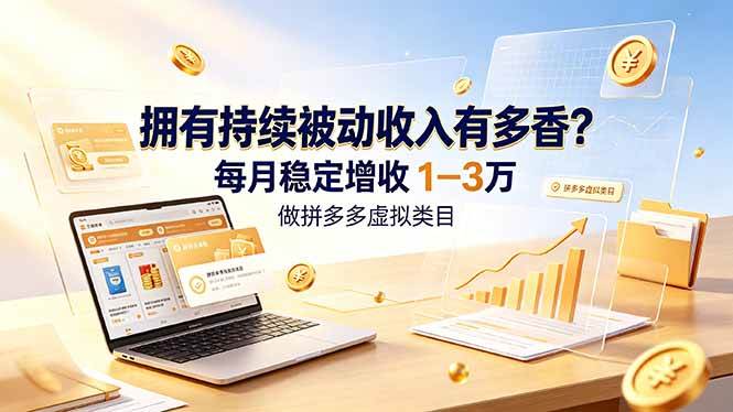 （19141期）拥有持续被动收入有多香？做拼多多虚拟类目，每月稳定增收 1-3 万-来友网创