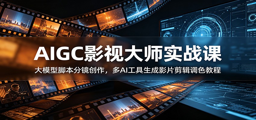 AIGC影视大师实战课：大模型脚本分镜创作，多AI工具生成影片剪辑调色教程-来友网创