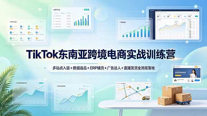 （19155期）TikTok东南亚跨境电商实战训练营：多站点入驻+数据选品+ERP铺货+广告达人+直播发货全流程落地-来友网创