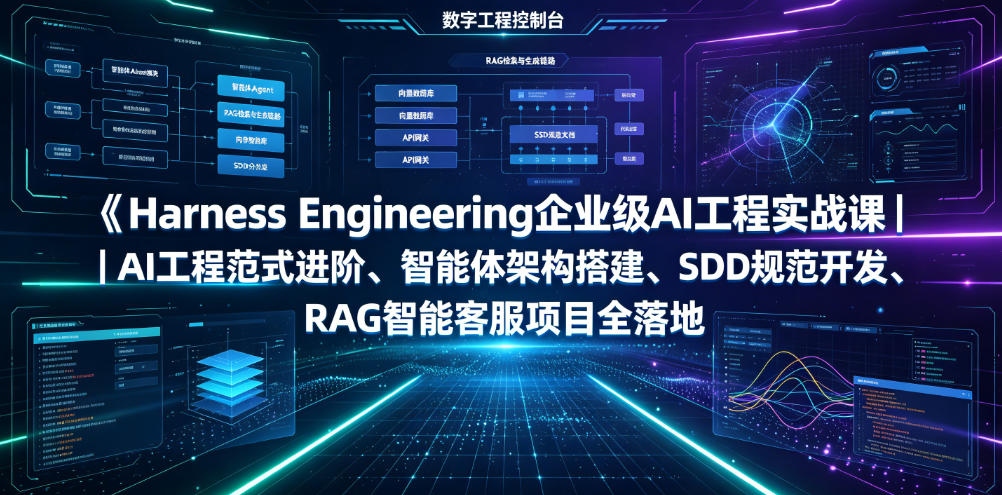 Harness Engineering企业级AI工程实战课｜AI工程范式进阶、智能体架构搭建、SDD规范开发、RAG智能客服项目全落地-来友网创