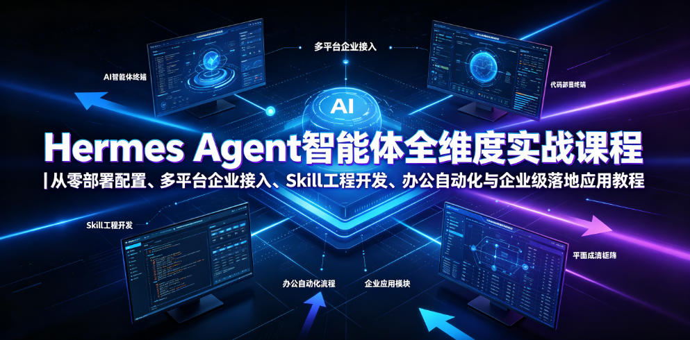 Hermes Agent智能体全维度实战课程｜从零部署配置、多平台企业接入、Skill工程开发、办公自动化与企业级落地应用教程-来友网创