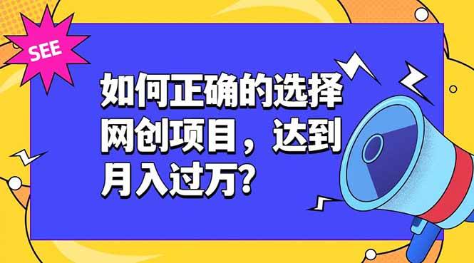 （19176期）如何正确的选择网创项目，达到月入过万？，本课程教你正确选择项目。-来友网创