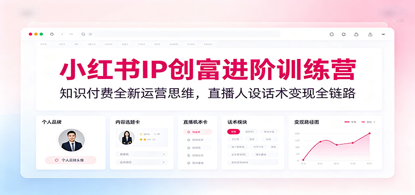 小红书IP创富进阶训练营：知识付费全新运营思维，直播人设话术变现全链路-来友网创