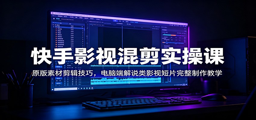 快手影视混剪实操课：原版素材剪辑技巧，电脑端解说类影视短片完整制作教学-来友网创
