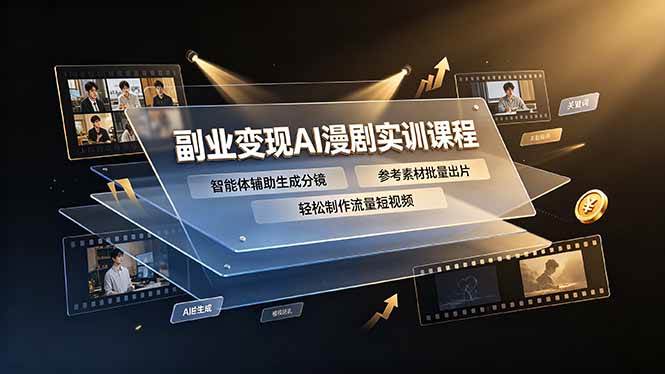 （19187期）副业变现AI漫剧实训课程，智能体辅助生成分镜，参考素材批量出片，轻松制作流量短视频-来友网创