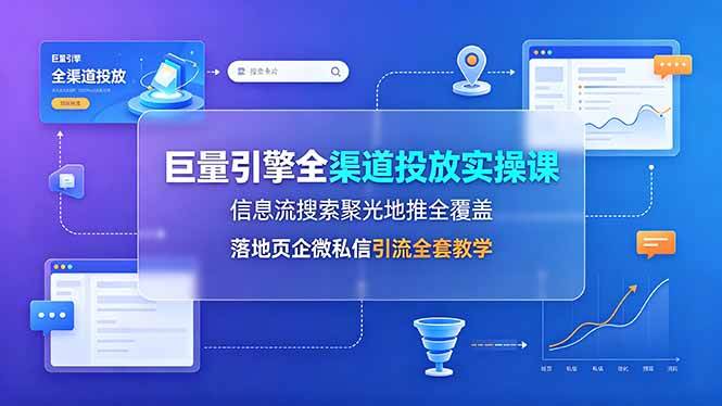 （19181期）巨量引擎全渠道投放实操课，信息流搜索聚光地推全覆盖，落地页企微私信引流全套教学-来友网创