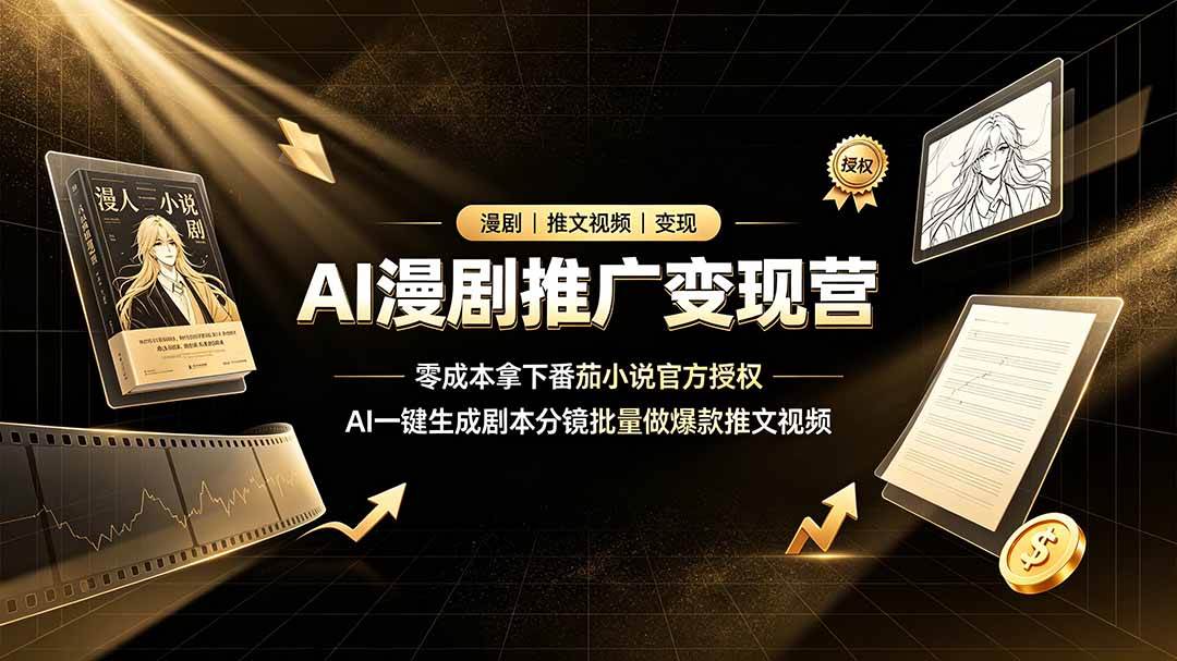 （19193期）AI漫剧推广变现营，零成本拿下番茄小说官方授权，AI一键生成剧本分镜批量做爆款推文视频-来友网创