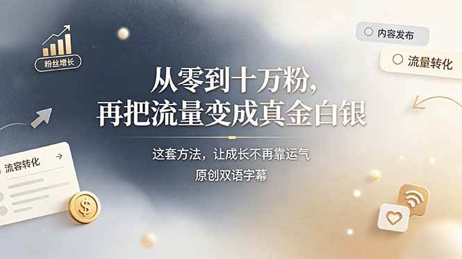 （19198期）从零到十万粉，再把流量变成真金白银——这套方法，让成长不再靠运气【原创双语字幕】-来友网创