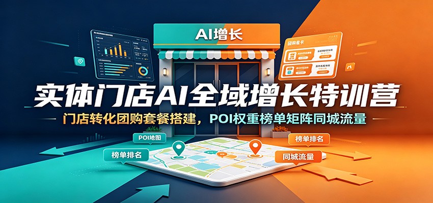 实体门店AI全域增长特训营：门店转化团购套餐搭建，POI权重榜单矩阵同城流量-来友网创