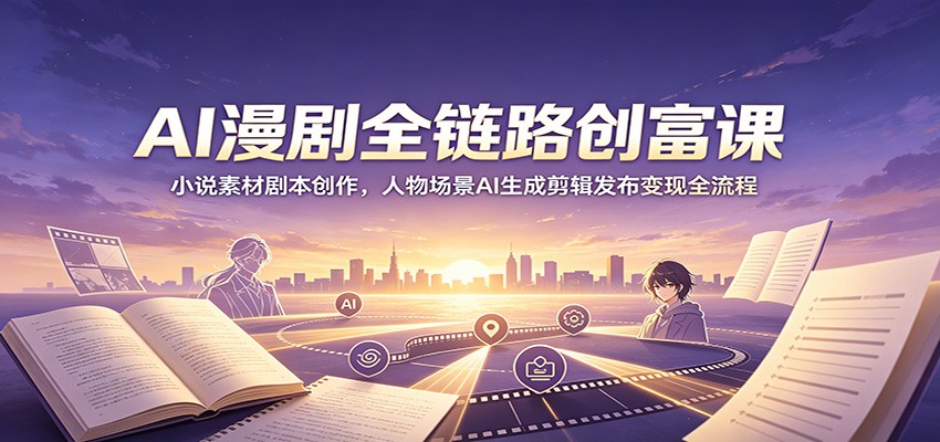 AI漫剧全链路创富课：小说素材剧本创作，人物场景AI生成剪辑发布变现全流程-来友网创