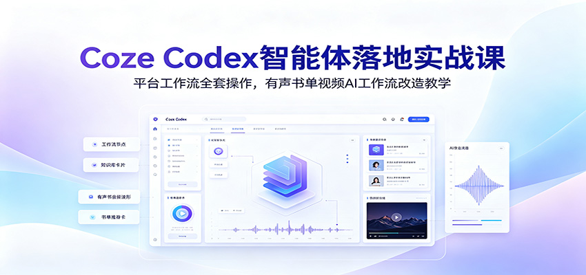 Coze Codex智能体落地实战课：平台工作流全套操作，有声书单视频AI工作流改造教学-来友网创