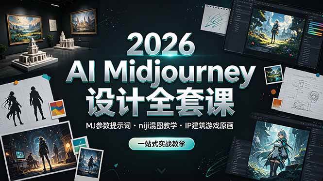 （19209期）2026 AI Midjourney设计全套课，MJ参数提示词niji混图教学，IP建筑游戏原画一站式实战教学-来友网创