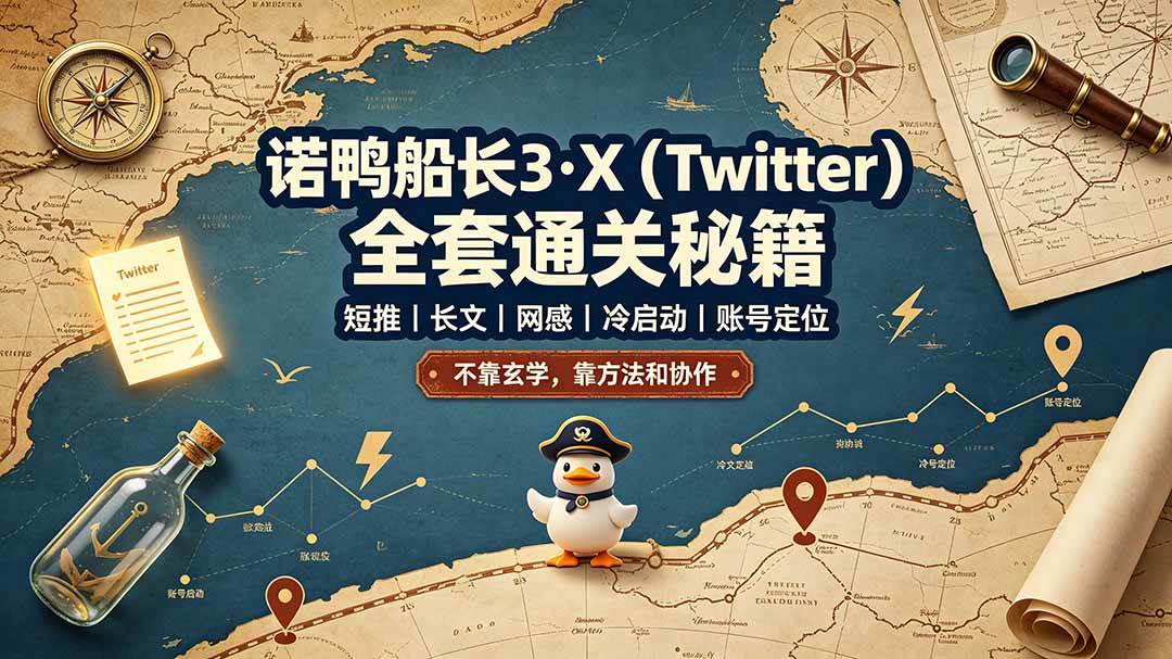 （19215期）诺鸭船长3·X（Twitter）全套通关秘籍，短推、长文、网感、冷启动、账号定位，不靠玄学，靠方法和协作-来友网创