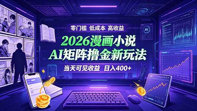 （19219期）爆款小说漫画大阅读    ai矩阵操作    当天可见收益  日入400+    零门槛    高收益-来友网创