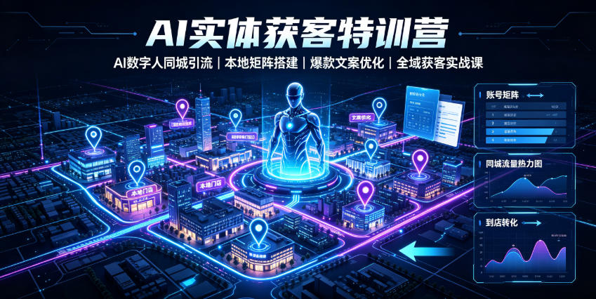 AI实体获客特训营｜AI数字人同城引流、本地矩阵搭建、爆款文案优化全域获客实战课-来友网创