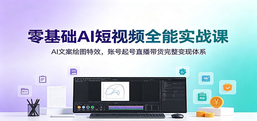 零基础AI短视频全能实战课：AI文案绘图特效，账号起号直播带货完整变现体系-来友网创