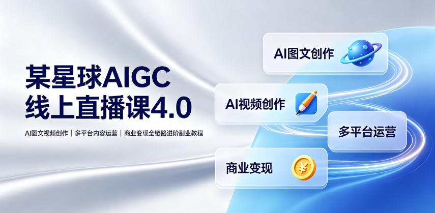 某星球AIGC线上直播课4.0｜AI图文视频创作、多平台内容运营、商业变现全链路进阶副业教程-来友网创