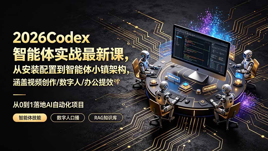 （19237期）2026Codex智能体实战最新课，从安装配置到智能体小镇架构，涵盖视频创作/数字人/办公提效全技能-来友网创