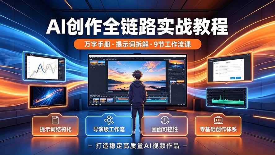 （19247期）AI创作全链路实战教程｜万字手册·提示词拆解·9节工作流课，打造稳定高质量AI视频作品-来友网创