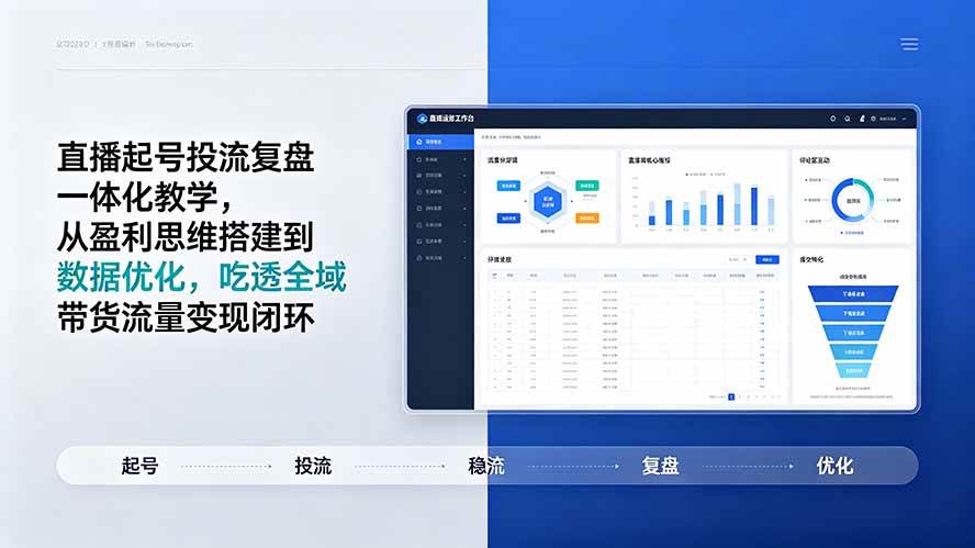 （19241期）直播起号投流复盘一体化教学，从盈利思维搭建到数据优化，吃透全域带货流量变现闭环-来友网创