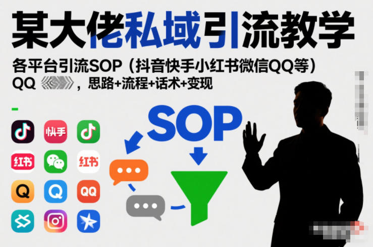 某大佬私域引流教学，各平台引流SOP（抖音快手小红书微信QQ等），思路+流程+话术+变现（更新0708）-来友网创