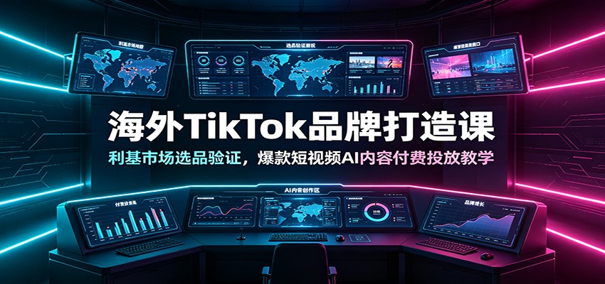 海外TikTok品牌打造课：利基市场选品验证，爆款短视频AI内容付费投放教学-来友网创
