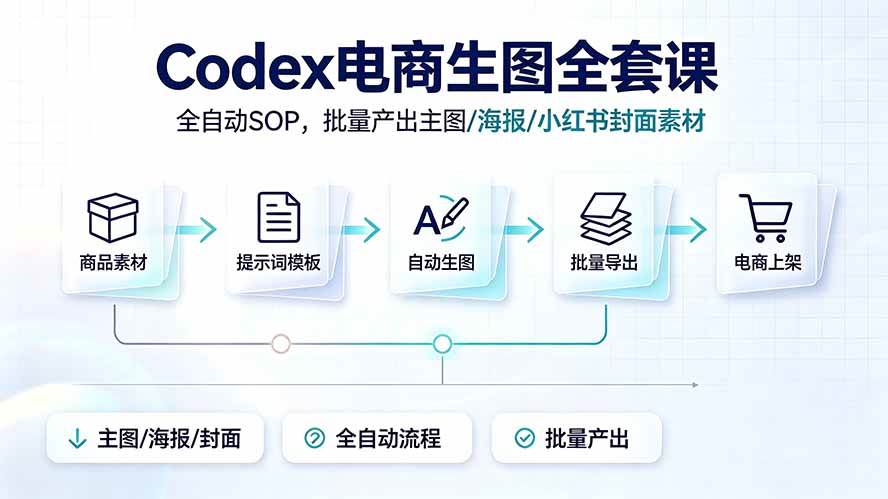 （19256期）Codex电商生图全套课｜全自动SOP，批量产出主图/海报/小红书封面素材-来友网创