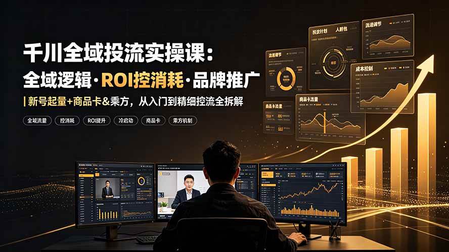 （19249期）千川全域投流实操课：全域逻辑·ROI控消耗·品牌推广｜新号起量+商品卡&乘方，从入门到精细控流全拆解-来友网创