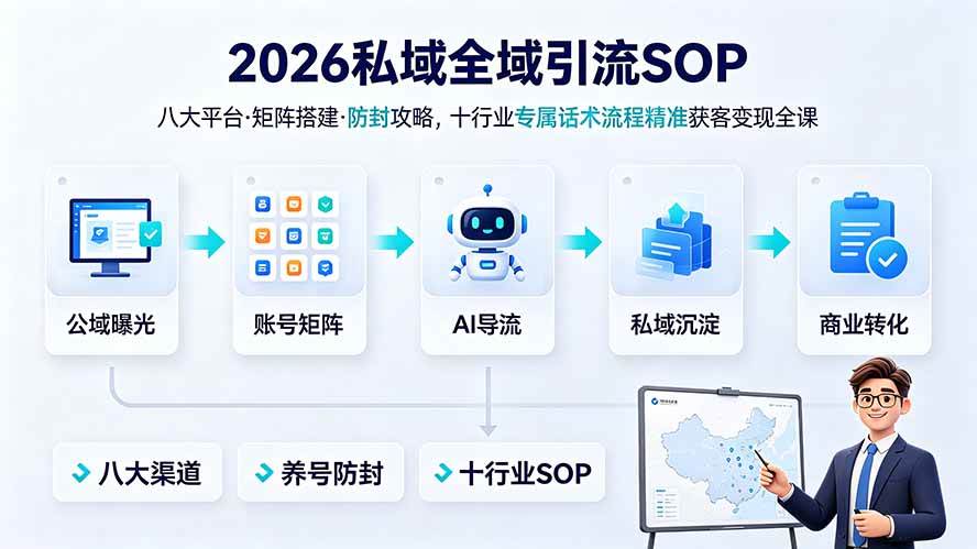 （19248期） 2026私域全域引流SOP｜八大平台·矩阵搭建·防封攻略，十行业专属话术流程精准获客变现全课-来友网创