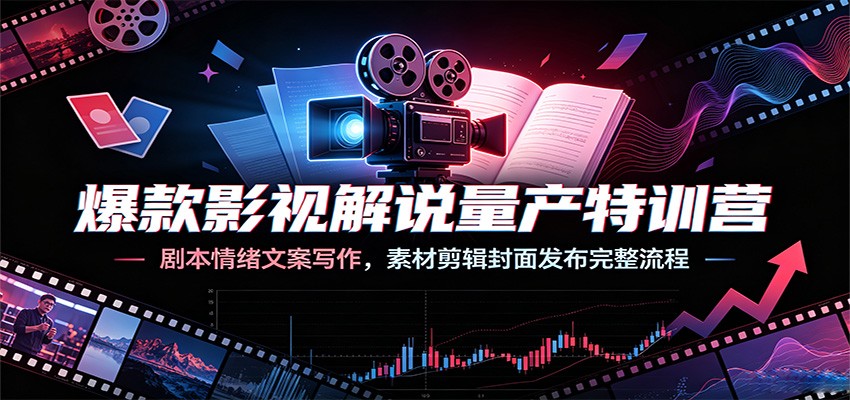 爆款影视解说量产特训营：剧本情绪文案写作，素材剪辑封面发布完整流程-来友网创
