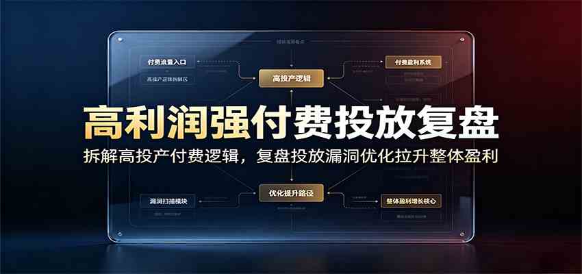 高利润强付费投放复盘：拆解高投产付费逻辑，复盘投放漏洞优化拉升整体盈利-来友网创