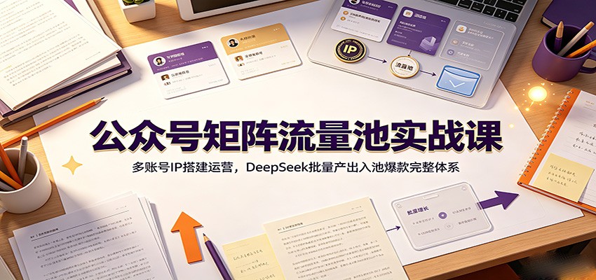 公众号矩阵流量池实战课：多账号IP搭建运营，DeepSeek批量产出入池爆款完整体系-来友网创