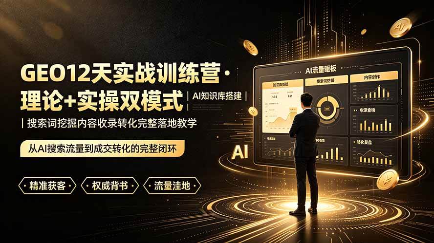 （19277期）GEO12天实战训练营·理论+实操双模式｜AI知识库搭建｜搜索词挖掘内容收录转化完整落地教学-来友网创