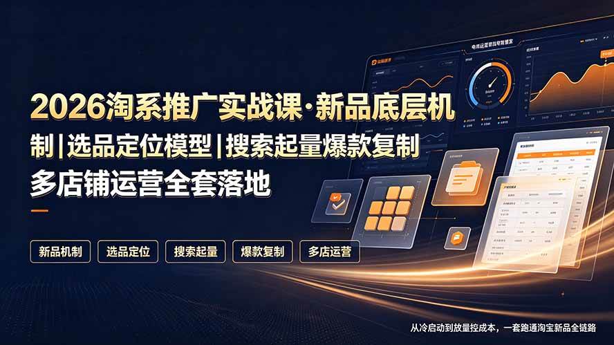 （19272期）2026淘系推广实战课·新品底层机制｜选品定位模型｜搜索起量爆款复制多店铺运营全套落地教程-来友网创