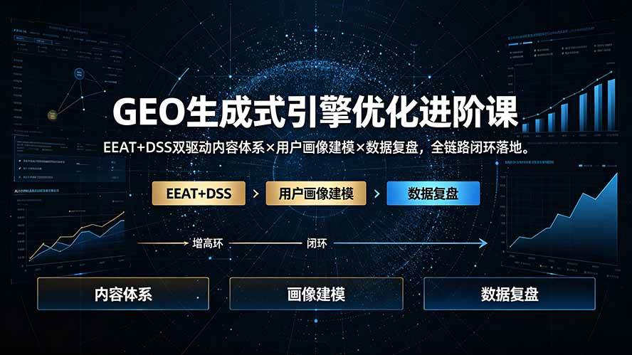 （19269期）GEO生成式引擎优化进阶课：EEAT+DSS双驱动内容体系×用户画像建模×数据复盘，全链路闭环落地-来友网创