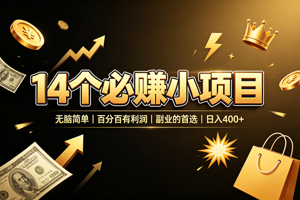 （19267期）14 个必赚小项目，无脑简单，百分百有利润，副业的首选，日入 400+-来友网创