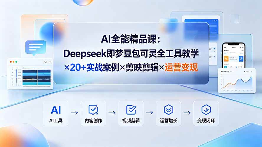 （19278期）AI全能精品课：Deepseek即梦豆包可灵全工具教学×20+实战案例×剪映剪辑×运营变现-来友网创