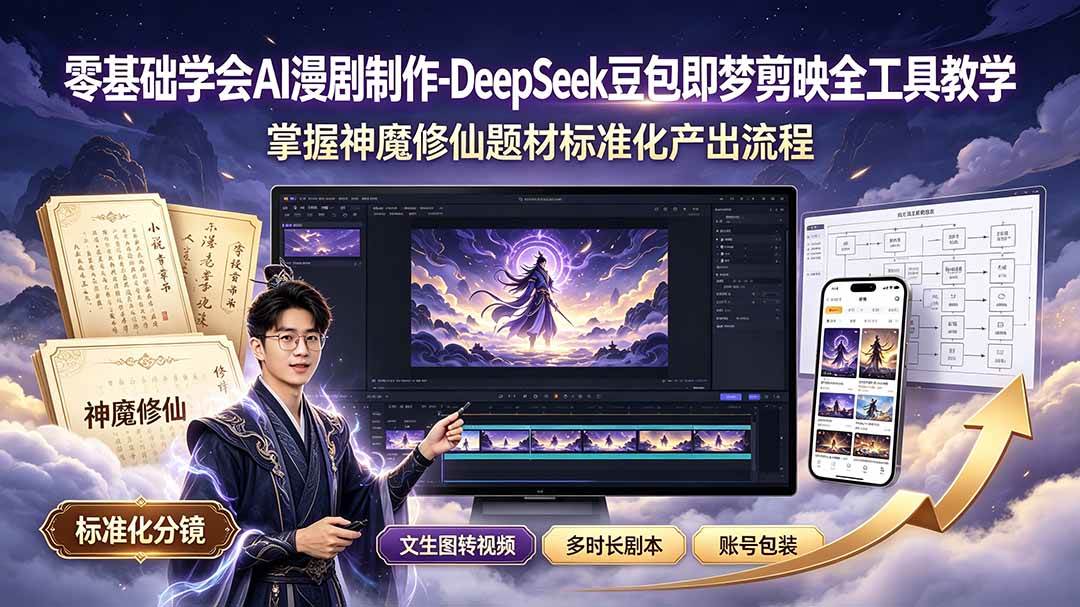 （19263期）零基础学会AI漫剧制作-DeepSeek豆包即梦剪映全工具教学，掌握神魔修仙题材标准化产出流程-来友网创