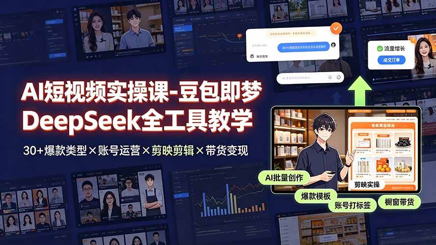 （19261期）AI短视频实操课-豆包即梦DeepSeek全工具教学 | 30+爆款类型×账号运营×剪映剪辑×带货变现。-来友网创