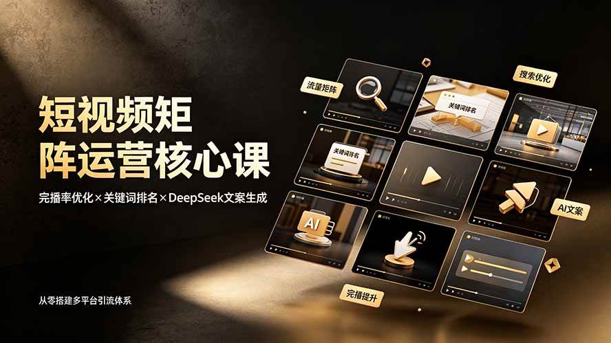 （19259期）短视频矩阵运营核心课：完播率优化×关键词排名×DeepSeek文案生成，从零搭建多平台引流体系-来友网创
