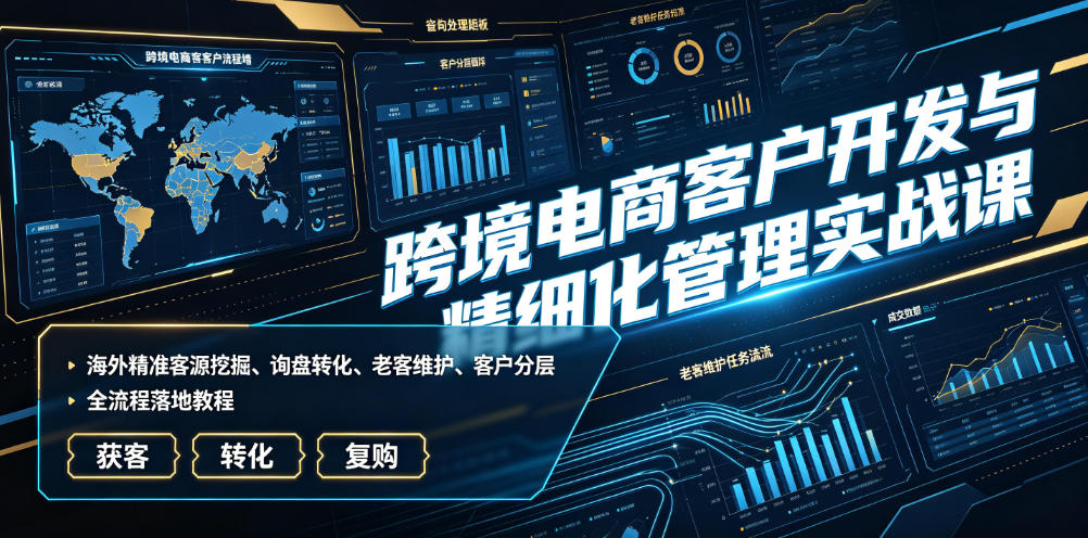 跨境电商客户开发与精细化管理实战课｜海外精准客源挖掘、询盘转化、老客维护、客户分层全流程落地教程-来友网创