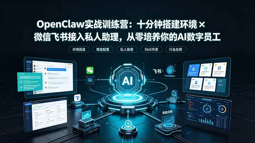 （19287期）OpenClaw实战特训营：十分钟搭建环境×微信飞书接入私人助理，从零培养你的AI数字员工-来友网创