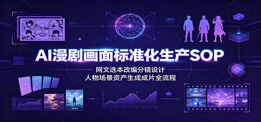 AI漫剧画面标准化生产SOP：网文选本改编分镜设计，人物场景资产生成成片全流程-来友网创