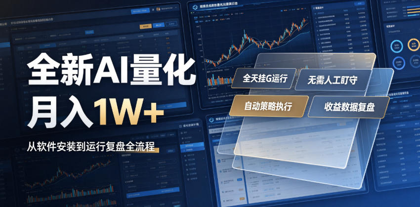 全新AI量化月入1W+，一台电脑全天挂G运行，不用盯不用操作，懒人专属副业！【揭秘】-来友网创