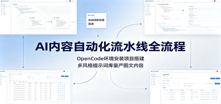 AI内容自动化流水线全流程：OpenCode环境安装项目搭建，多风格提示词库量产图文内容-来友网创