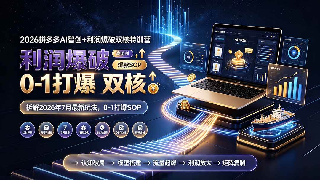 （19307期）2026拼多多AI智创+利润爆破双核特训营-拆解2026年7月最新玩法，0-1打爆SOP-来友网创