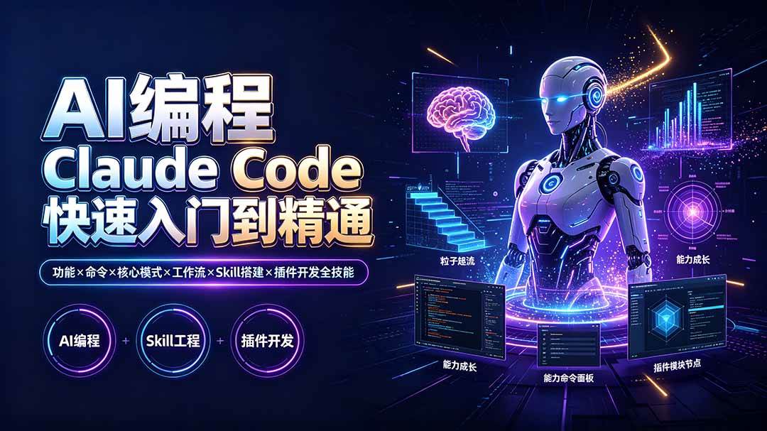 （19306期）AI编程 Claude Code快速入门到精通：功能×命令×核心模式×工作流×Skill搭建×插件开发全技能-来友网创