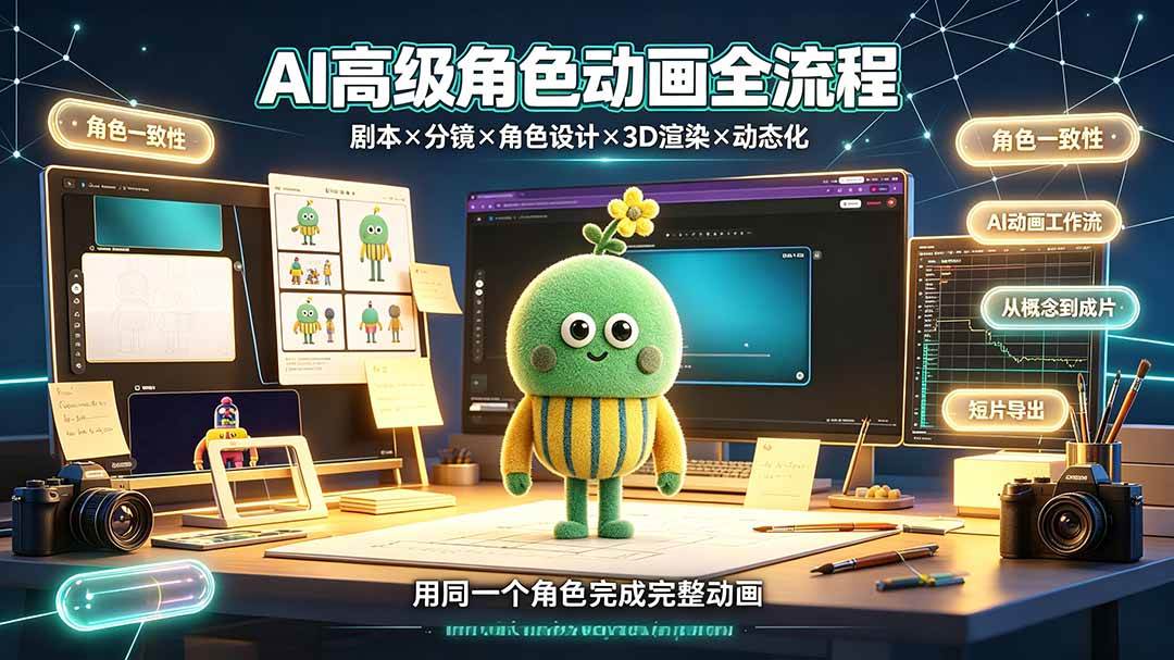 （19304期）AI高级角色动画全流程：剧本×分镜×角色设计×3D渲染×动态化，从概念到成片一站式教学-来友网创